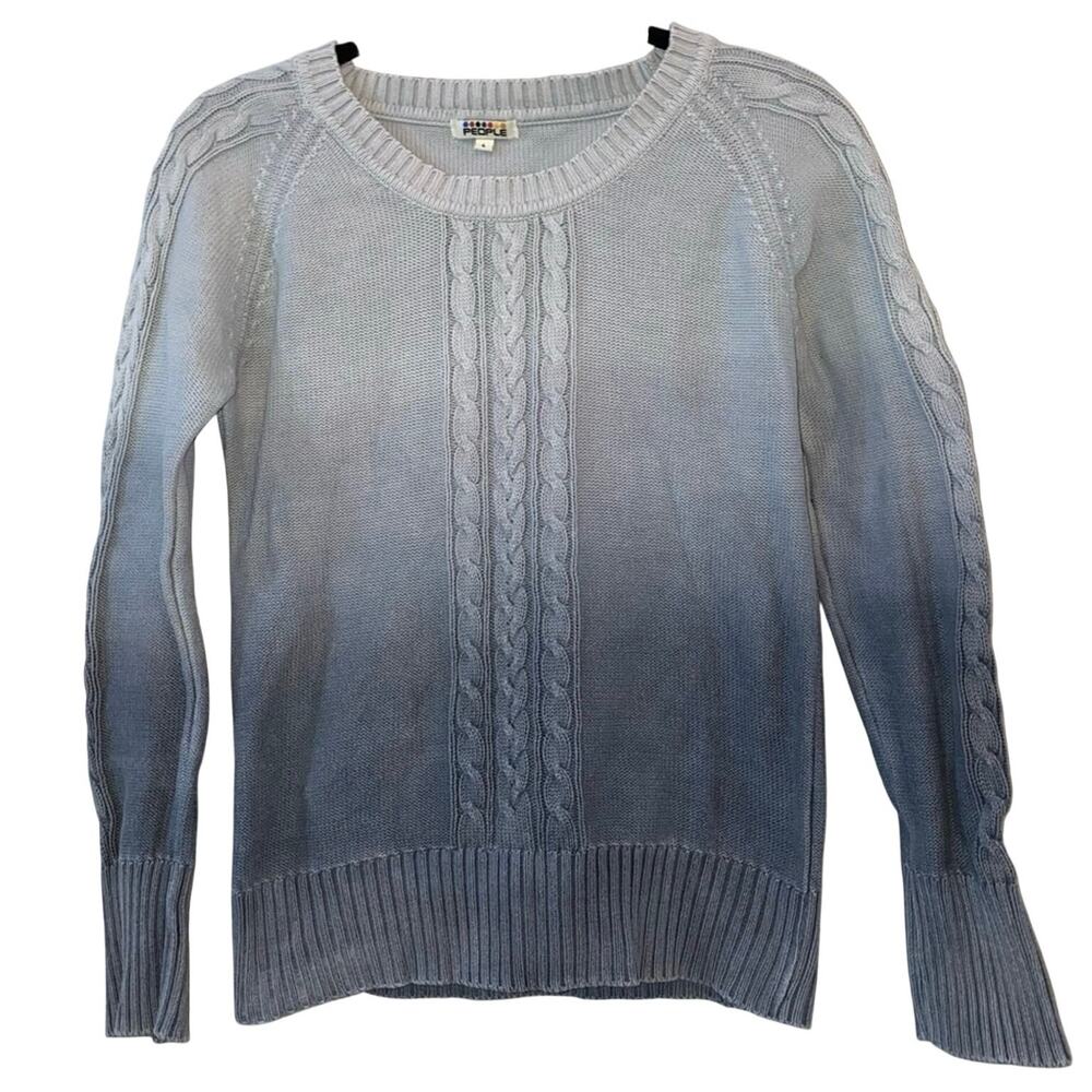 People Ombre Cable Knit Sweater Large (Fits Small) Blue Gray